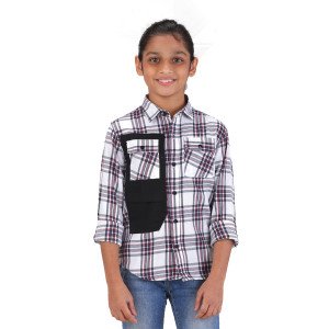 Pamkids Juniors/Kids Casual Check Shirt With Double Side Pocket